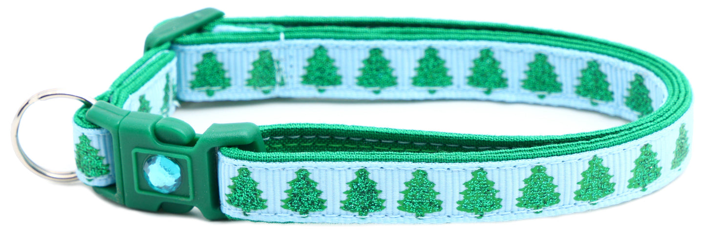 Glittering Christmas Trees Breakaway Cat Collar