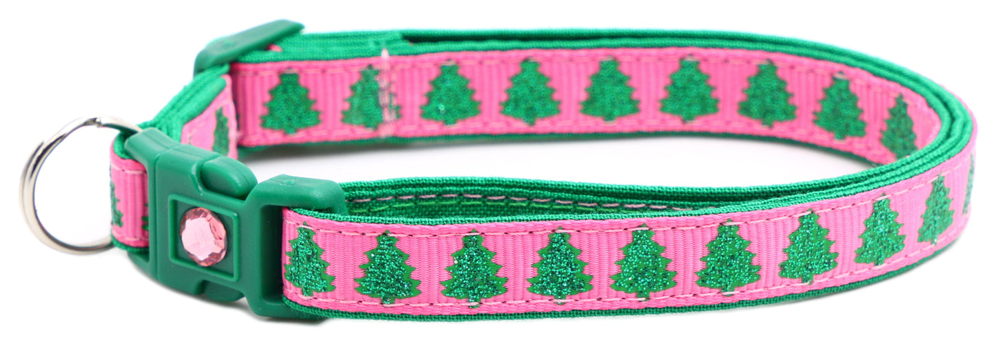 Glittering Christmas Trees Breakaway Cat Collar