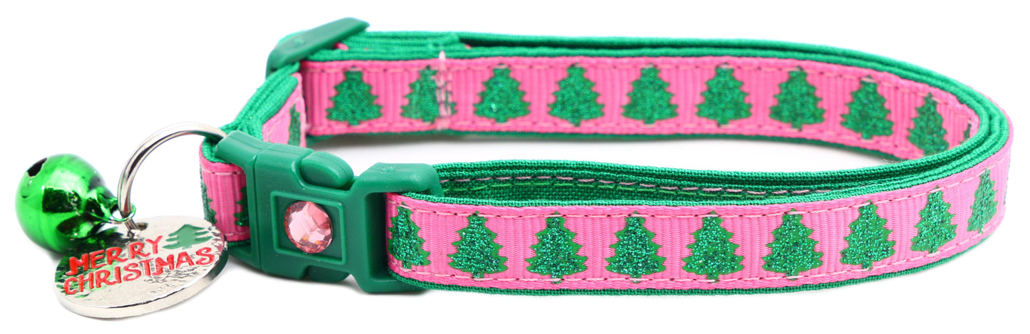 Glittering Christmas Trees Breakaway Cat Collar