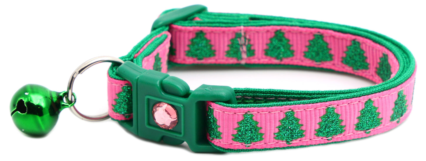 Glittering Christmas Trees Breakaway Cat Collar