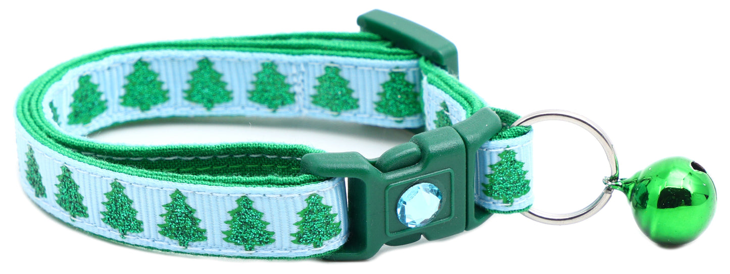Glittering Christmas Trees Breakaway Cat Collar