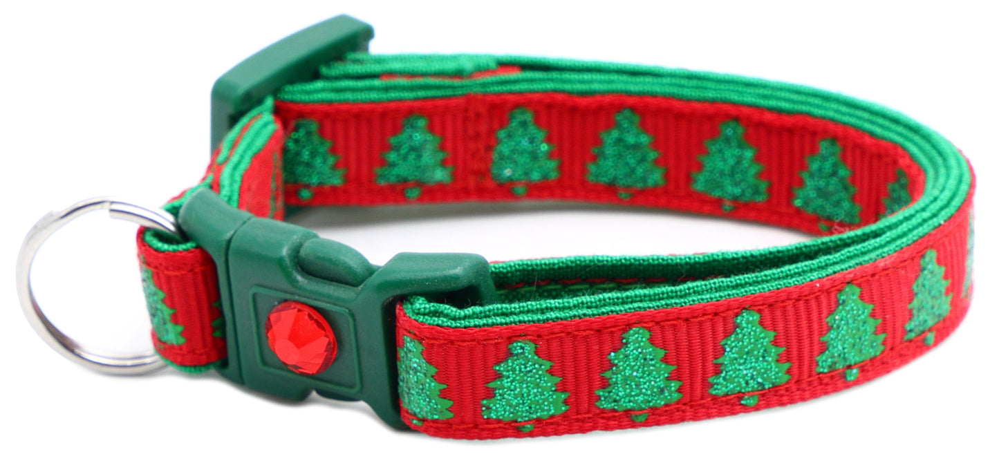 Glittering Christmas Trees Breakaway Cat Collar
