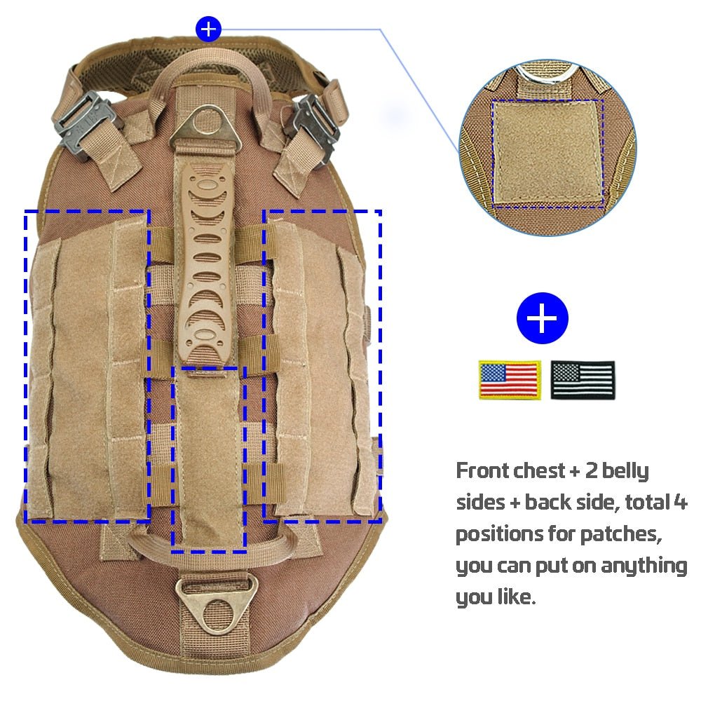 Durable Nylon Dog Harness Tactical Military Working Dog Vest No Pull Pet Training Harnesses Vest for Medium Large Dogs Clearance