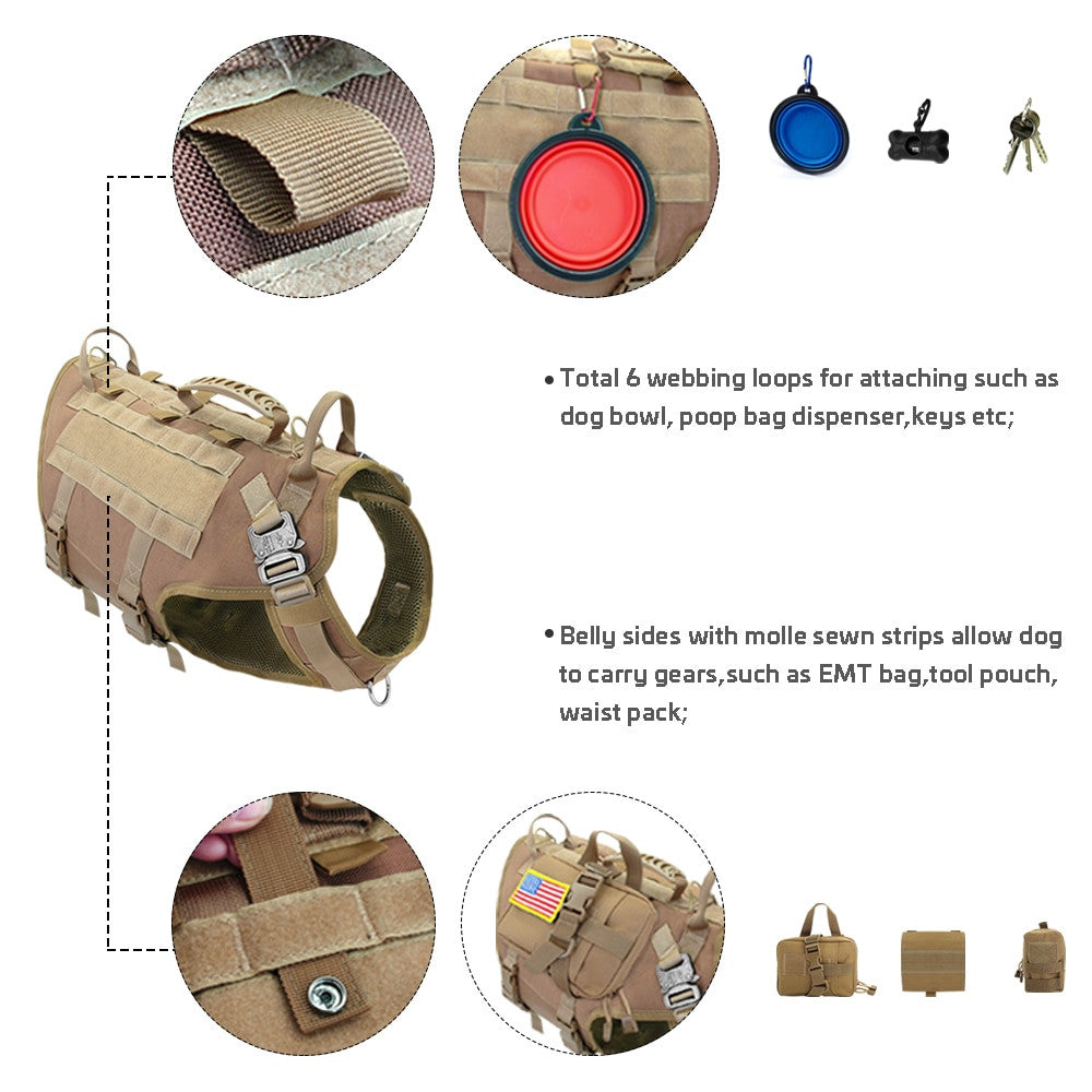 Tactical Dog Harness Military No Pull Pet Harness Vest
