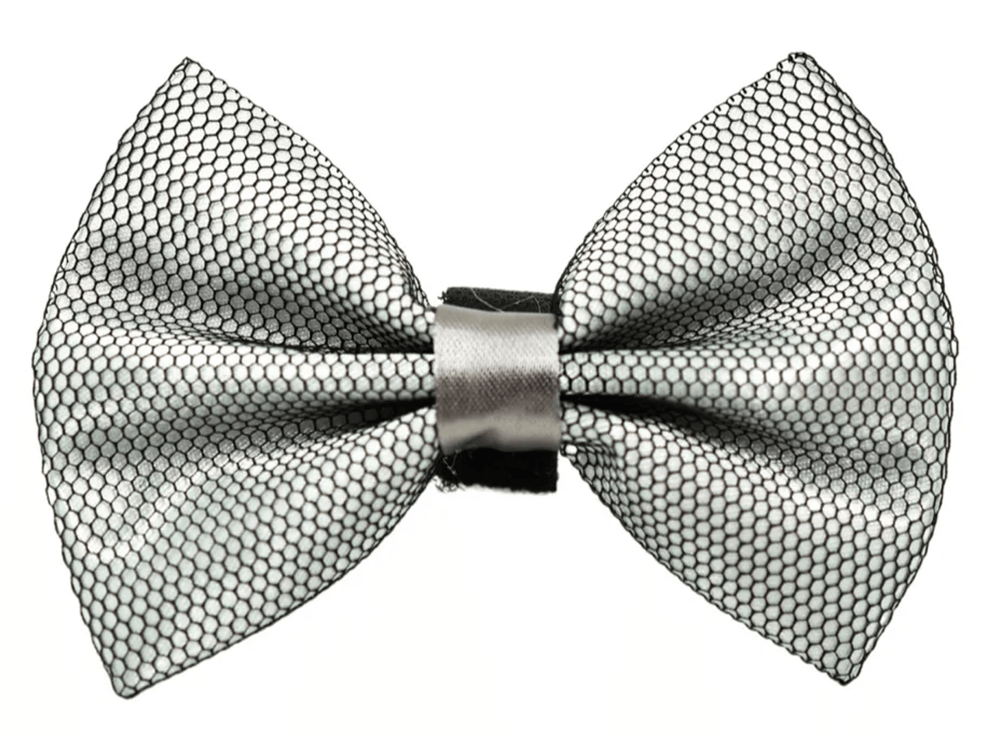 Elegant Satin Pet Bow with Black Net Overlay and Velcro Fastener