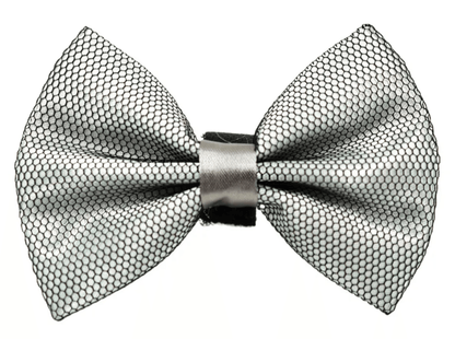 Elegant Satin Pet Bow with Black Net Overlay and Velcro Fastener