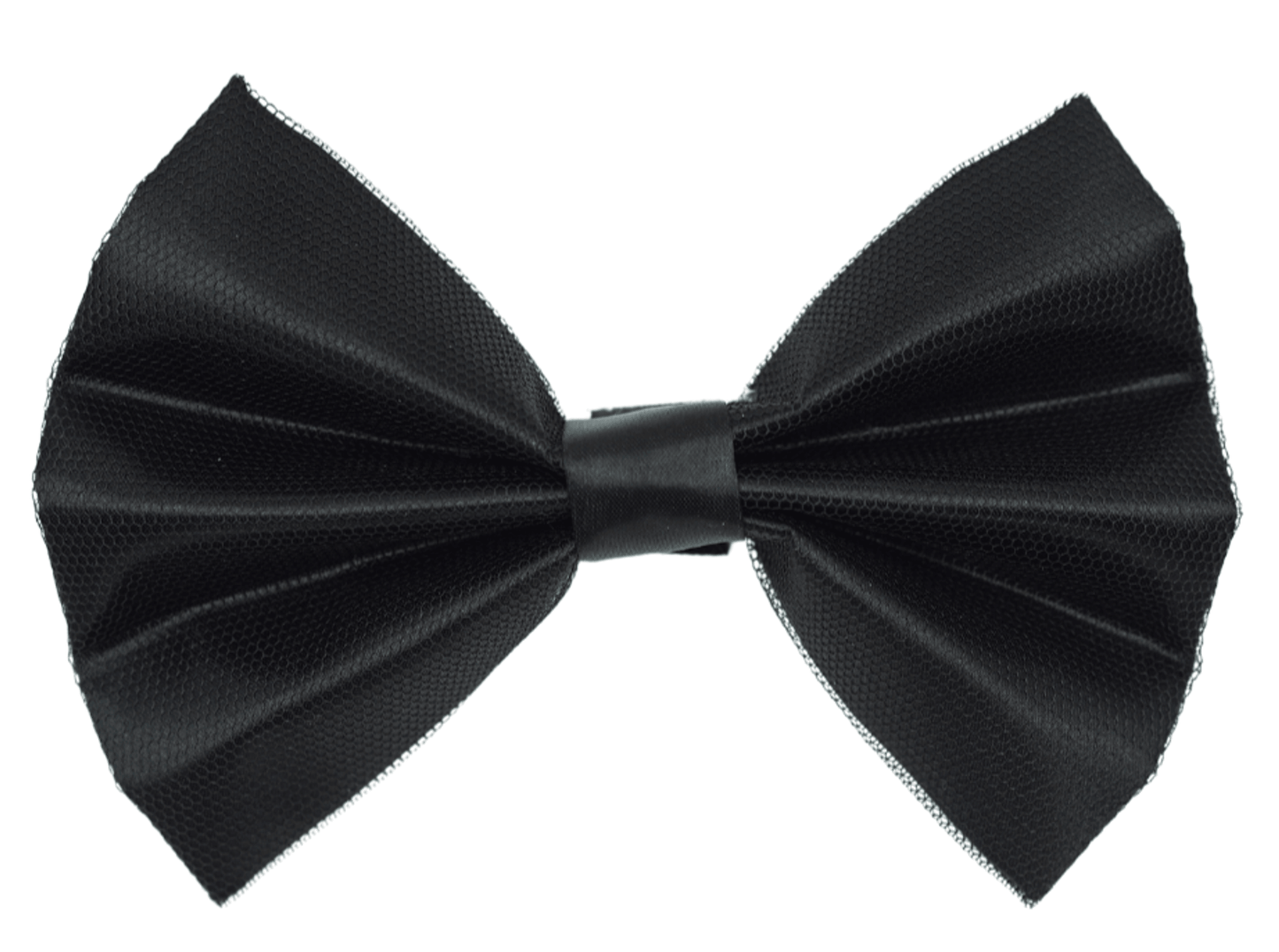 Elegant Satin Pet Bow with Black Net Overlay and Velcro Fastener