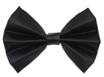 Elegant Satin Pet Bow with Black Net Overlay and Velcro Fastener