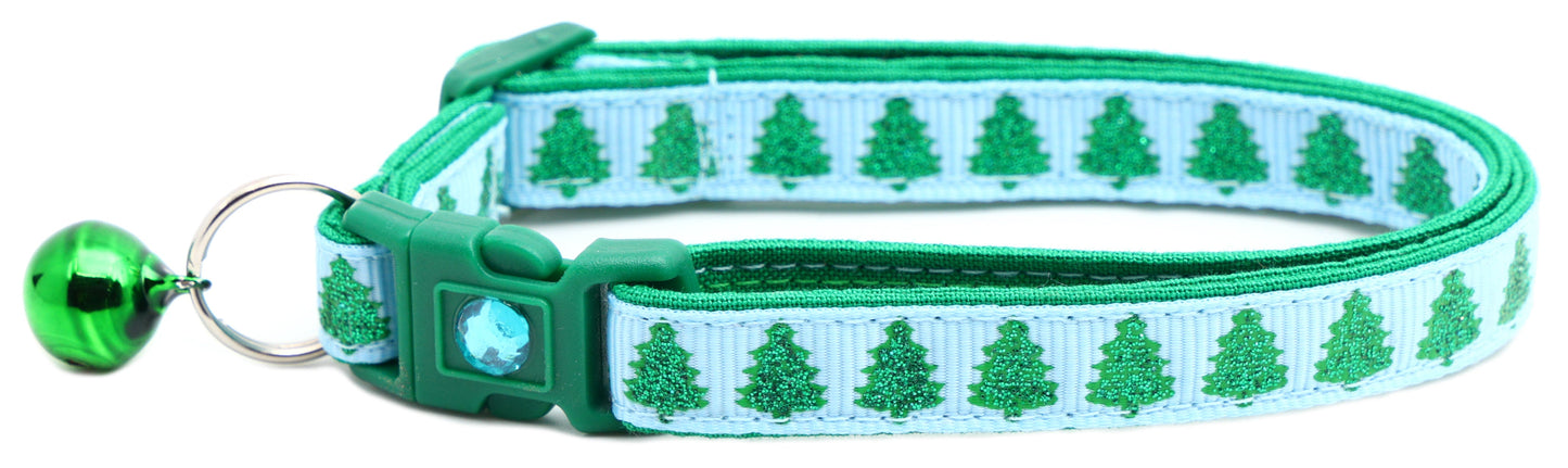 Glittering Christmas Trees Breakaway Cat Collar
