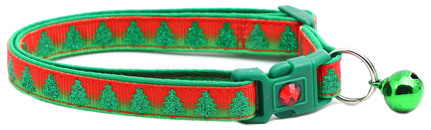 Glittering Christmas Trees Breakaway Cat Collar