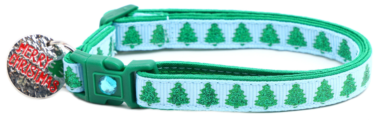 Glittering Christmas Trees Breakaway Cat Collar