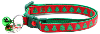 Glittering Christmas Trees Breakaway Cat Collar