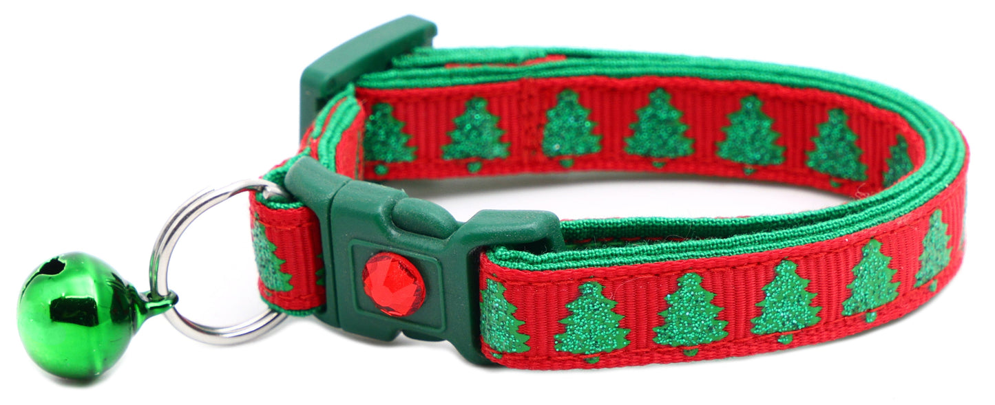 Glittering Christmas Trees Breakaway Cat Collar