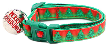Glittering Christmas Trees Breakaway Cat Collar