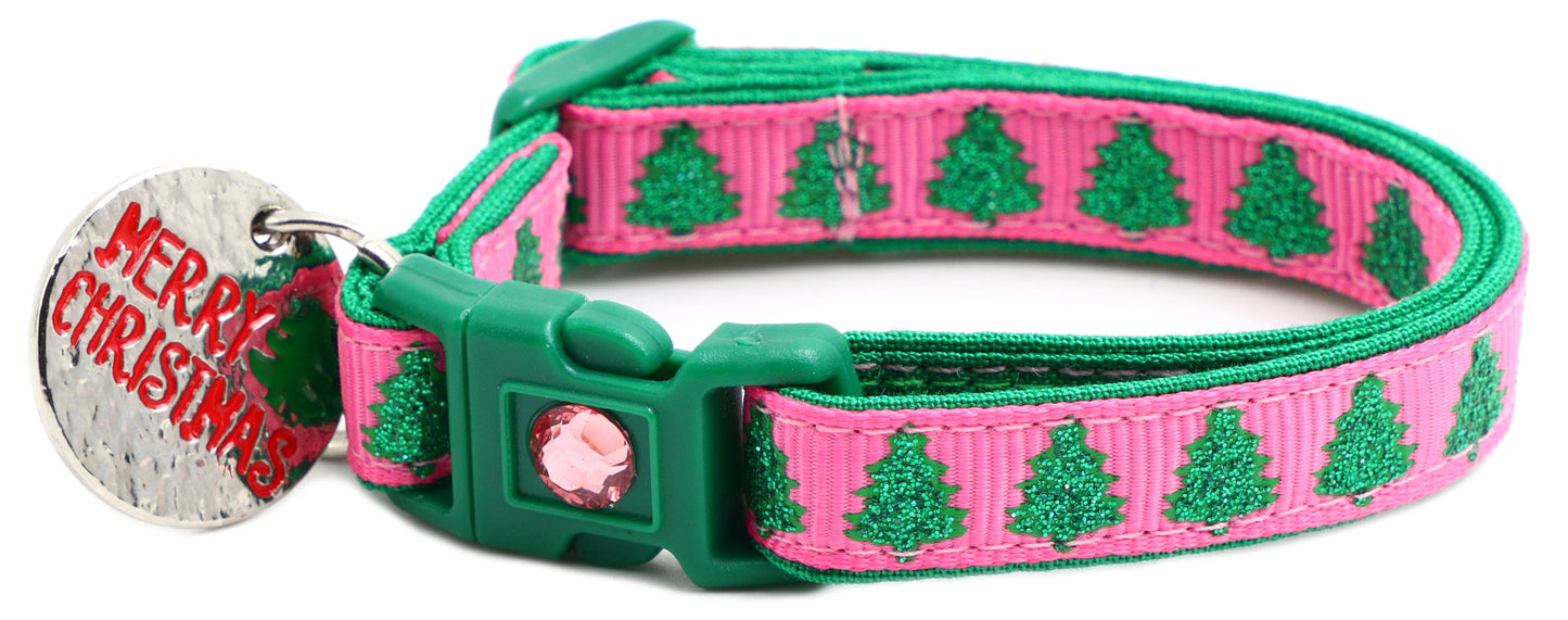 Glittering Christmas Trees Breakaway Cat Collar