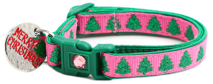 Glittering Christmas Trees Breakaway Cat Collar