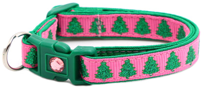 Glittering Christmas Trees Breakaway Cat Collar