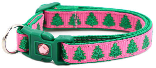 Glittering Christmas Trees Breakaway Cat Collar