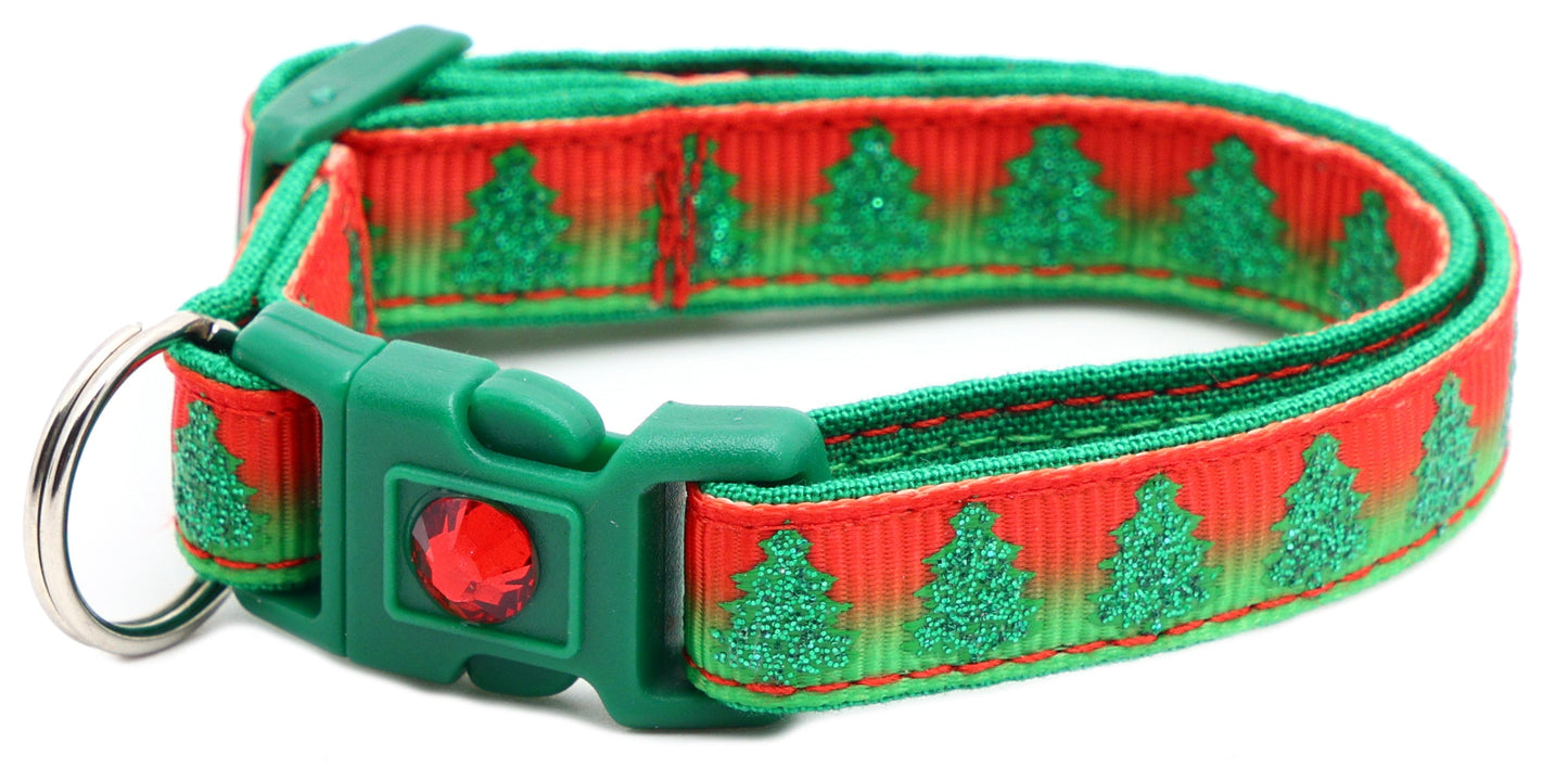 Glittering Christmas Trees Breakaway Cat Collar