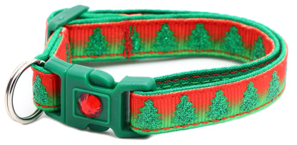 Glittering Christmas Trees Breakaway Cat Collar