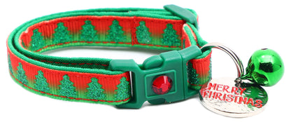 Glittering Christmas Trees Breakaway Cat Collar