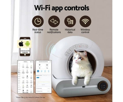 Automatic Cat Litter Box Self-Cleaning Large Smart Toilet Tray App Control 9L