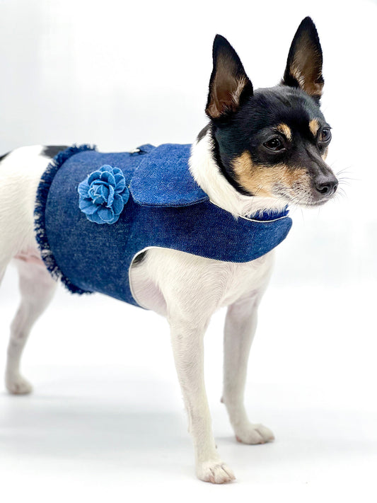 DCNY Denim Flower Harness Vest