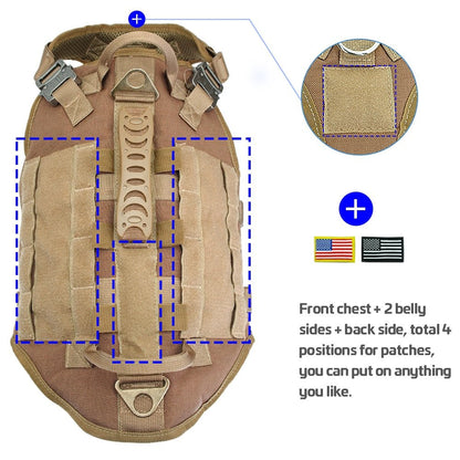 Durable Nylon Dog Harness Tactical Military Working Dog Vest No Pull Pet Training Harnesses Vest for Medium Large Dogs Clearance